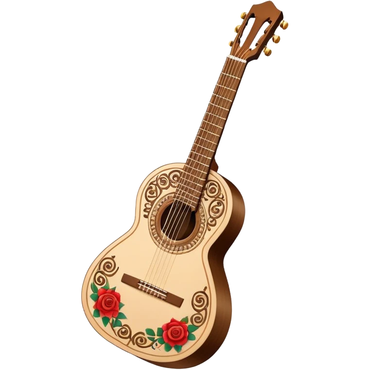 white classical Spanish guitar with intricate rosette designs emoji
