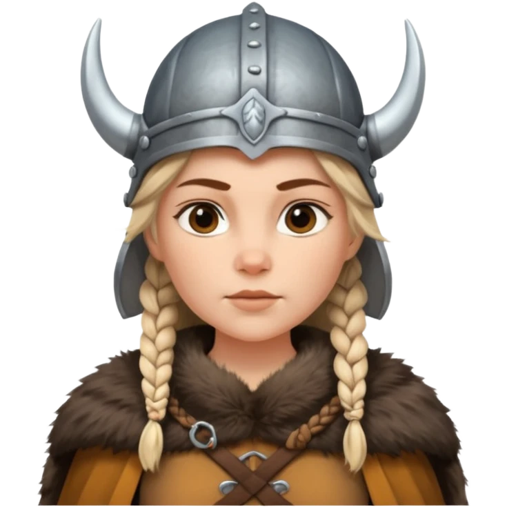 Viking woman with fur cape and helmet emoji