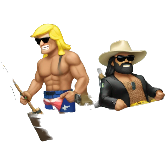 Randy Savage and Donald Trump Fishing together emoji
