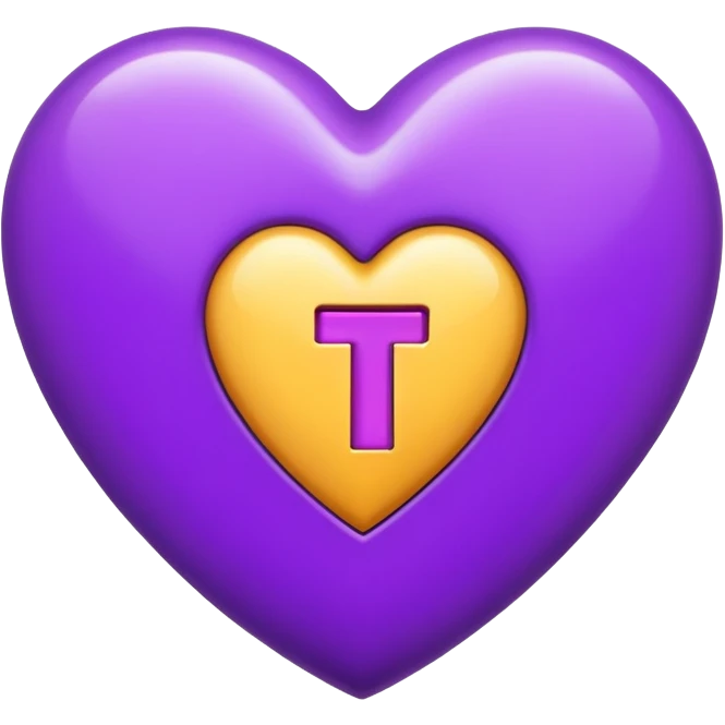 The Letter “T” inside a Purple Heart emoji