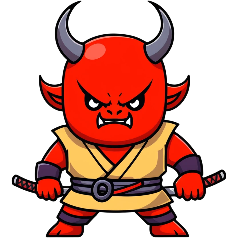 Menacing devil samurai with sharp horns emoji