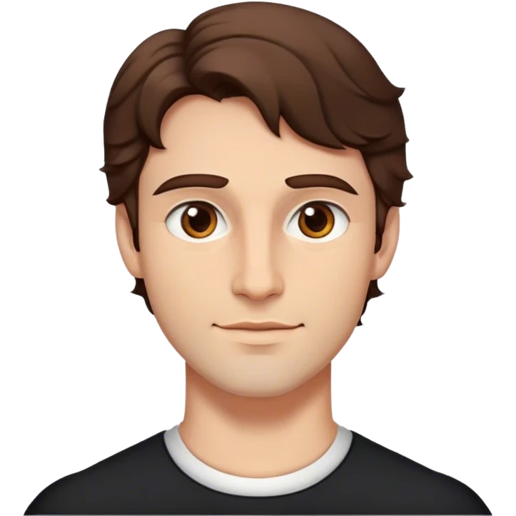 lord with short wavy brown hair, deep brown eyes, strong jawline soft smile emoji