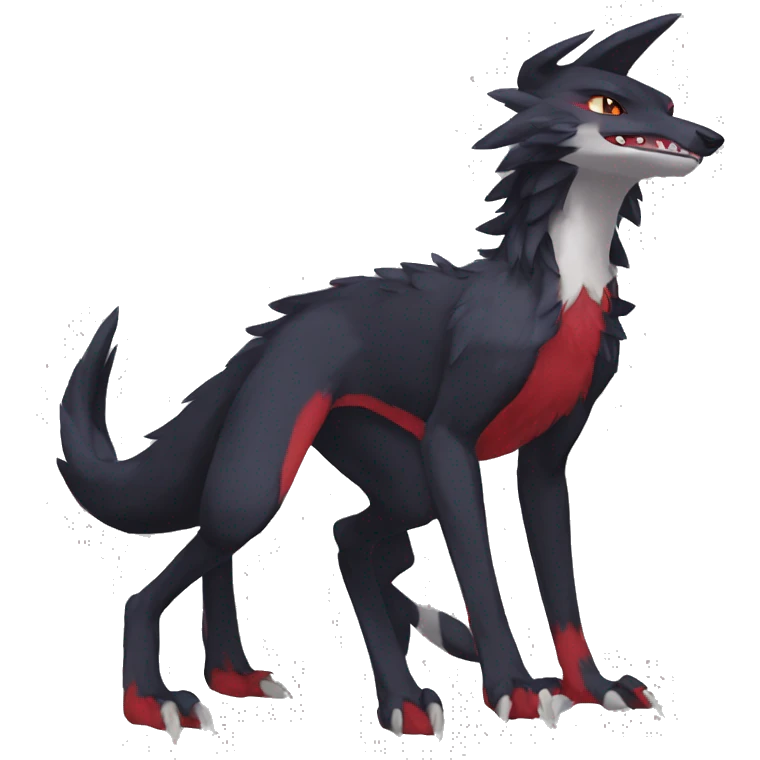 Anthro Cute cool black red nargacuga sergal animal hybrid Fakemon full body emoji