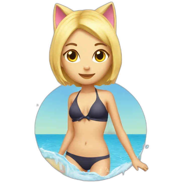 hot catgirl blonde swim suit emoji