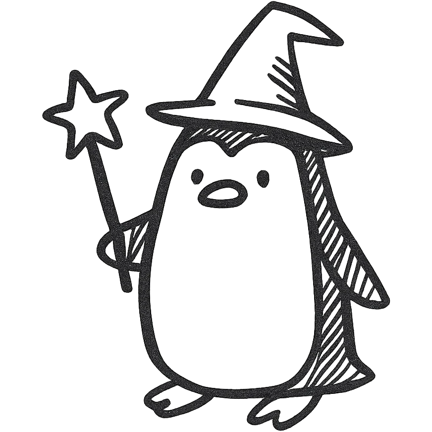 A penguin wizard emoji