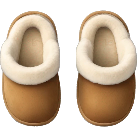 Light brown Ugg slippers with wide fluff around the edges, view from above emoji