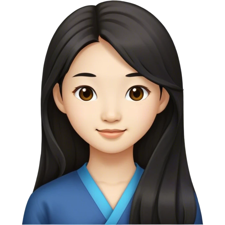Long hair asian girl smirking sideways emoji