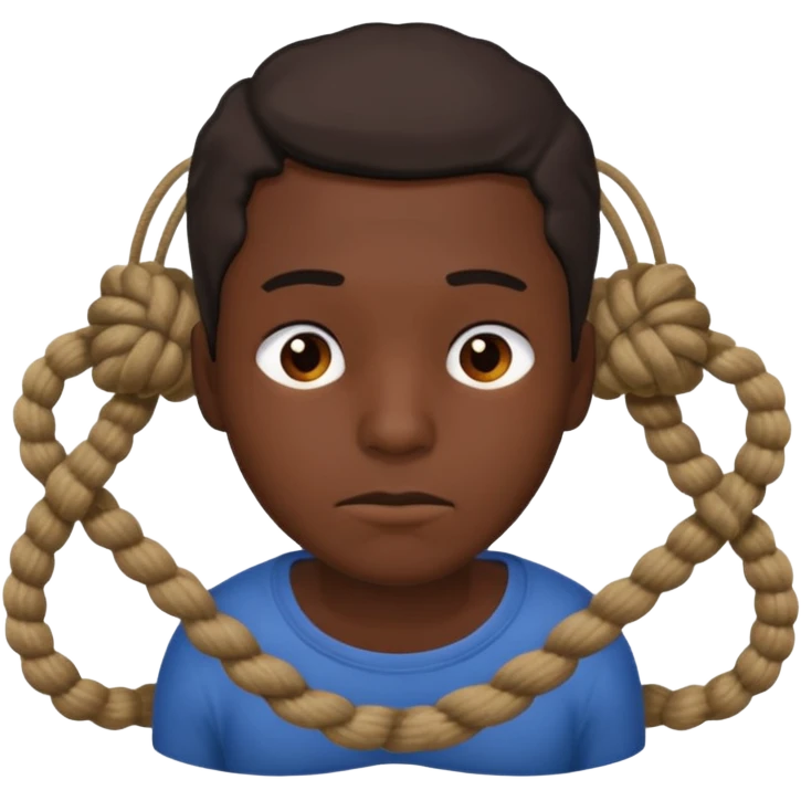 A man suffocating himself with a rope emoji
