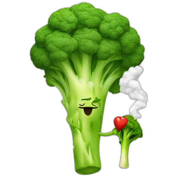 Person Smoking, broccoli in a love heart, 420  emoji