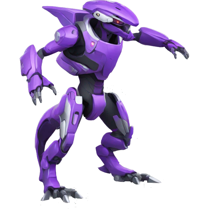 a XLR8-Genesect-Raptor-Fakémon—hybrid with a futuristic visor-helmet full body emoji