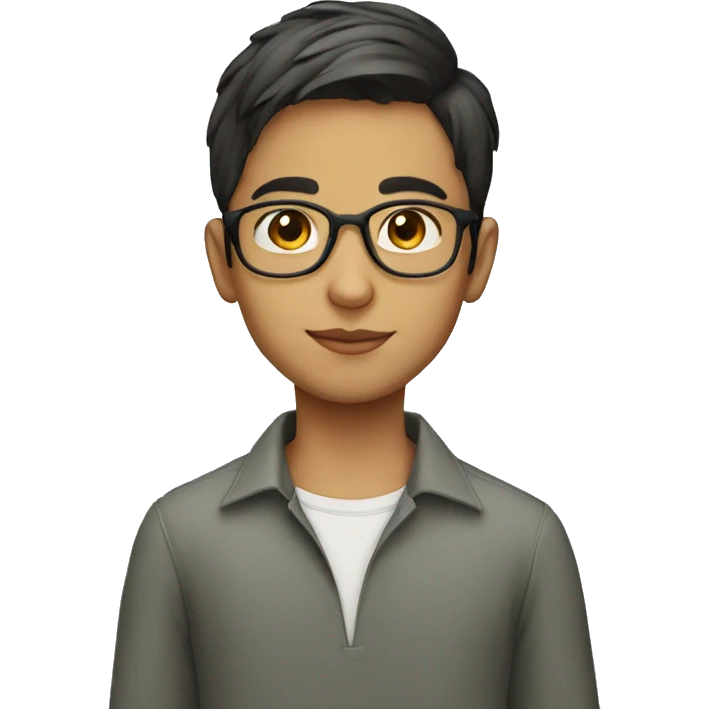 Young Pakistani glasses boy with bald sides and longer top hair emoji