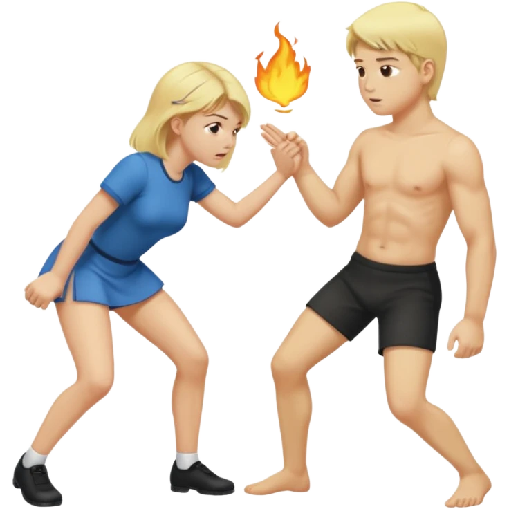 Blond girl smacking a blond boy on the butt emoji
