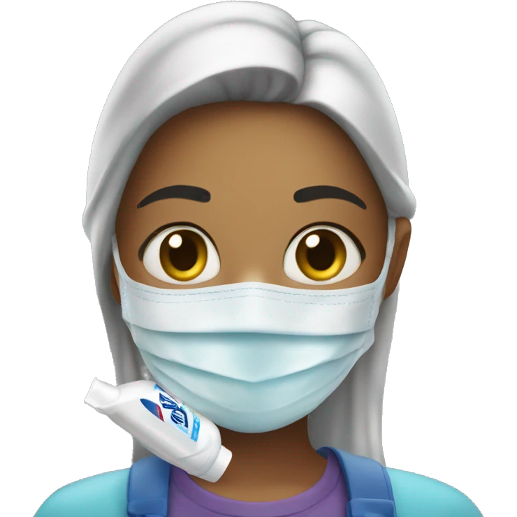 girl with a mask on and lysol in her hand emoji