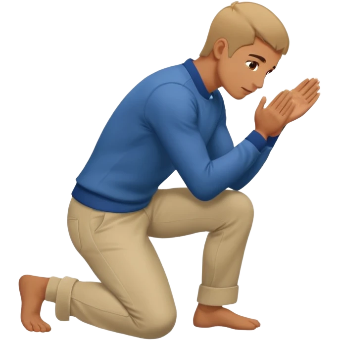 side view of a man kneeling and bowing, gesture of submission emoji