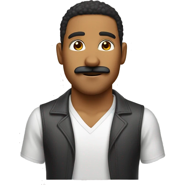 A guy have tan skin from jordan he have a mustache not condensed and littlebit wide nose emoji