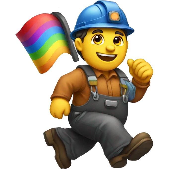 A coal miner riding a rainbow  emoji