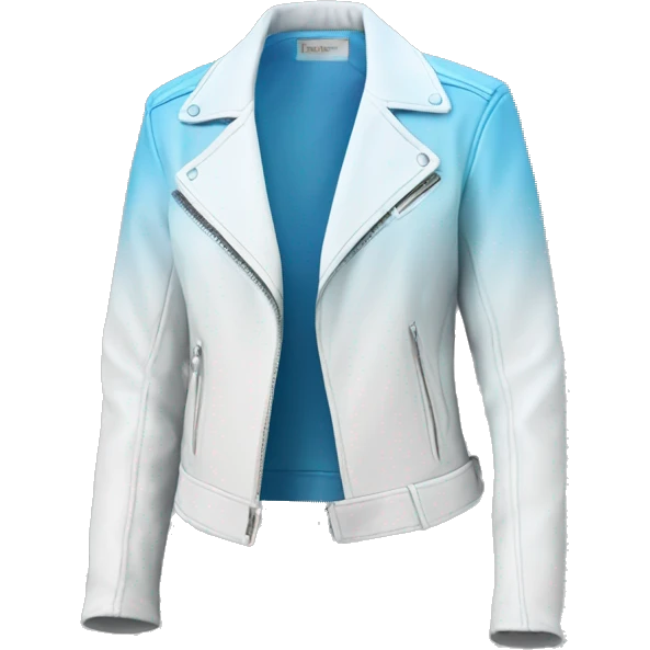 Realistic side view of a sky blue to white ombre fashion leather jacket. emoji