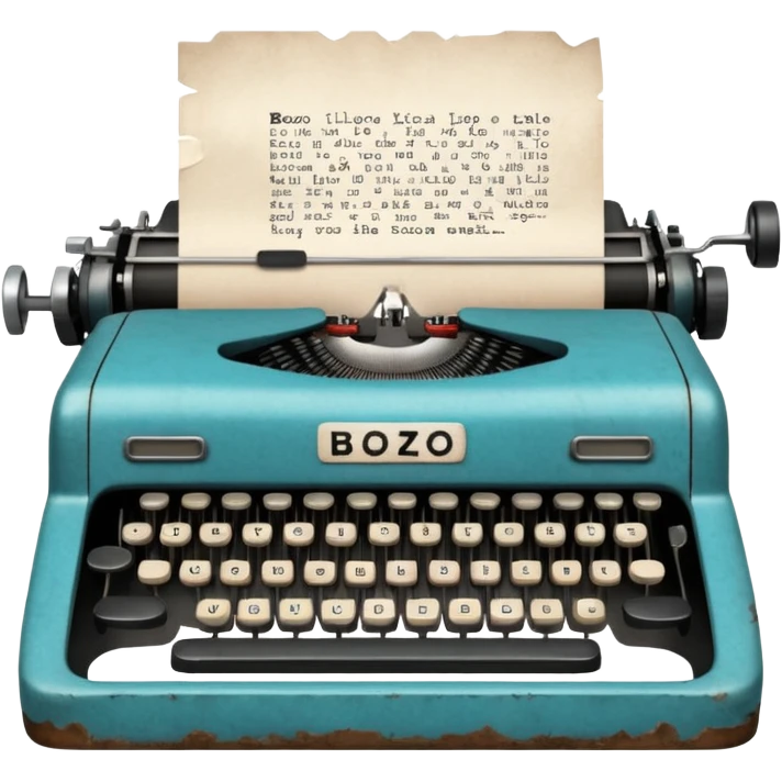 Typewriter typing on paper and the paper says bozo emoji