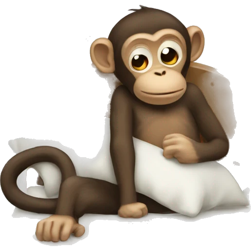 A monkey getting to bed to sleep emoji