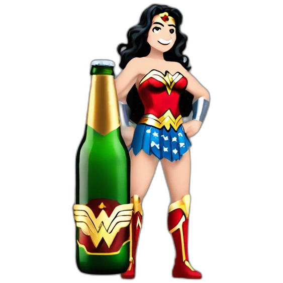 Wonder Woman con botella de cerveza emoji