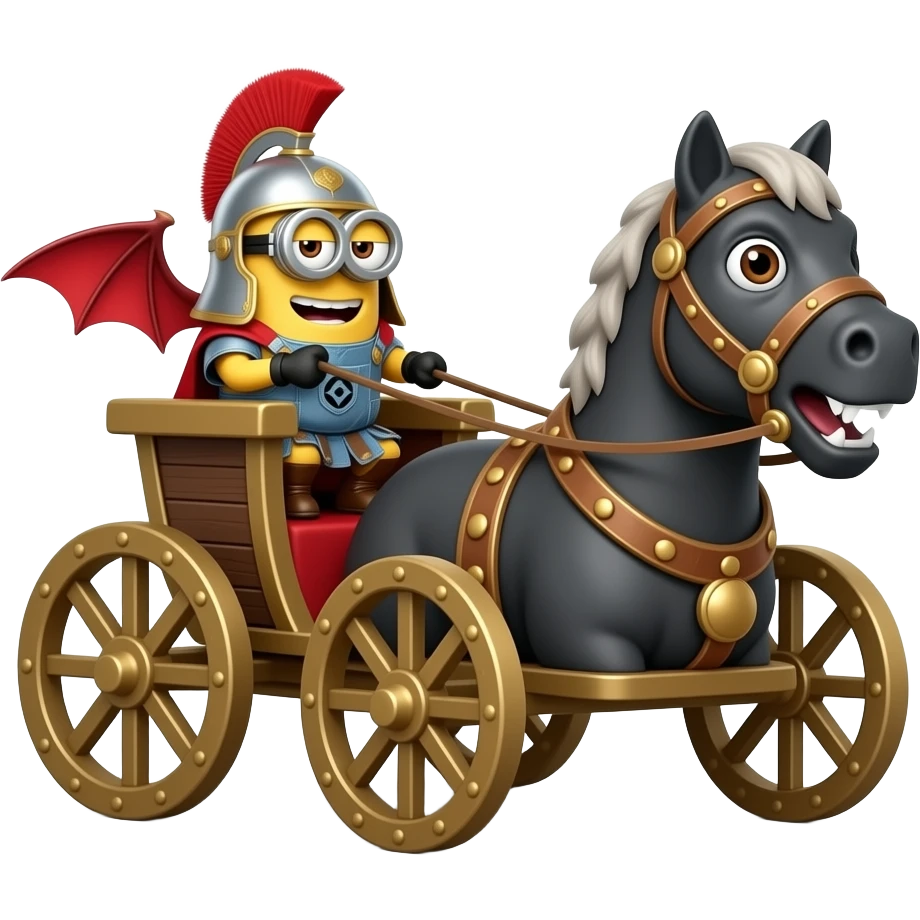 minion devil in roman armor on a roman chariot emoji