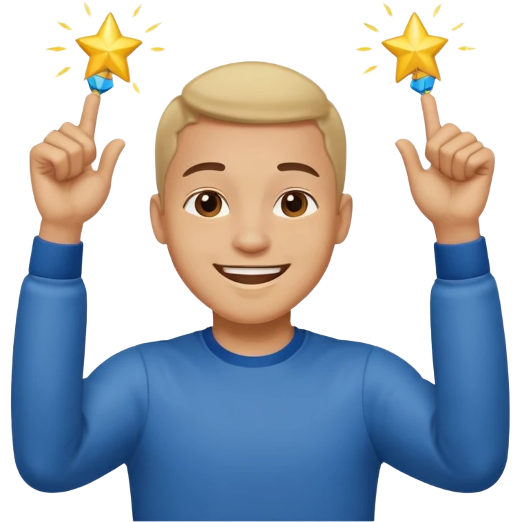 Young man doing celebration pose emoji