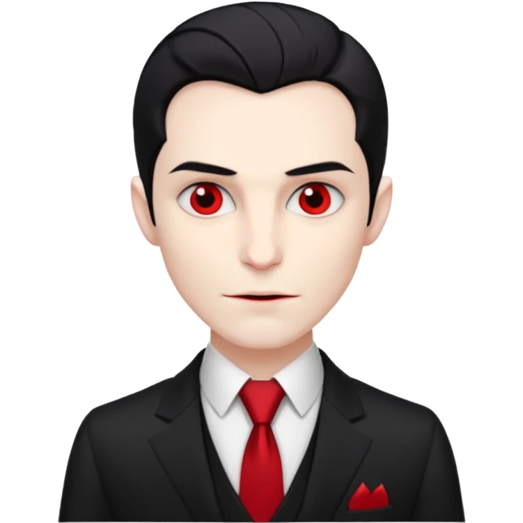 {
      "type": "human",
      "look": "elegant vampire, pale skin, black suit, red tie, calm smirk",
      "description": "an elegant vampire with pale skin wearing a black suit and red tie"
    } emoji