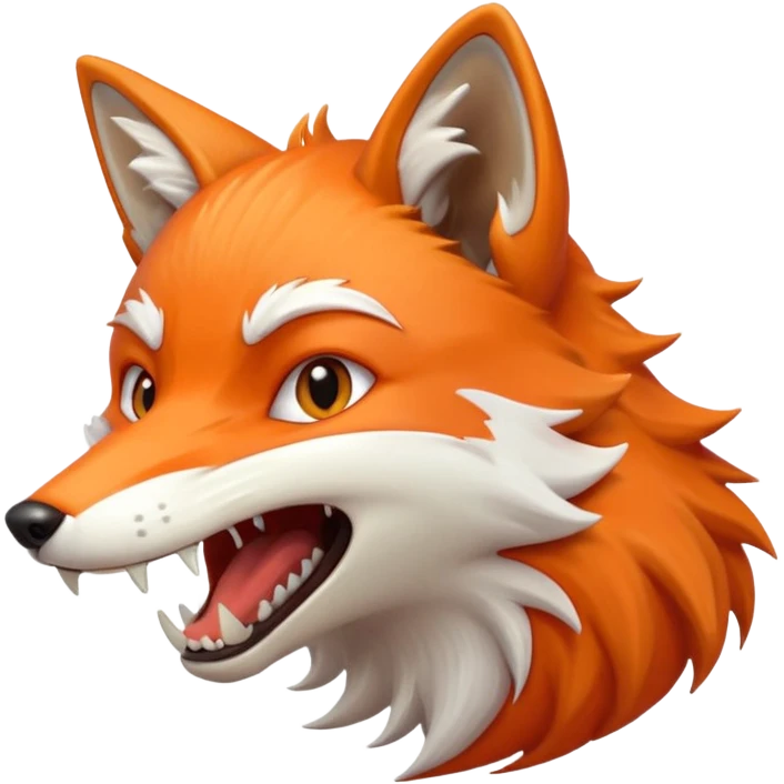 Angry Fox mouth open, scary teeth, side view emoji