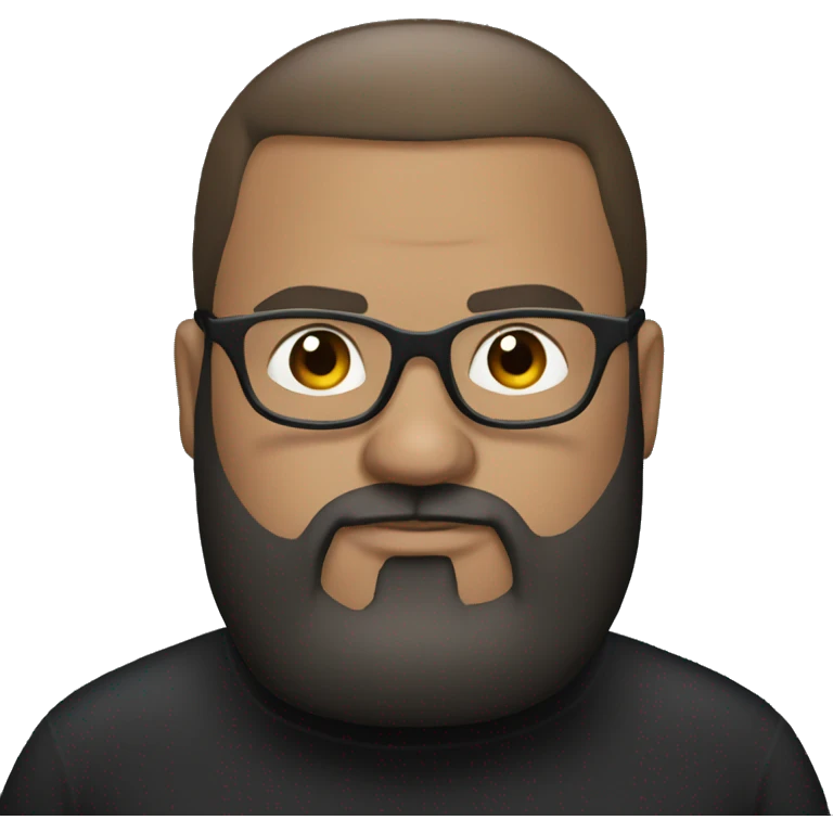 Heavy man with a beard and glasses wearing a black jogging suit emoji