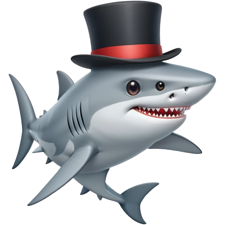 Shark with a top hat emoji