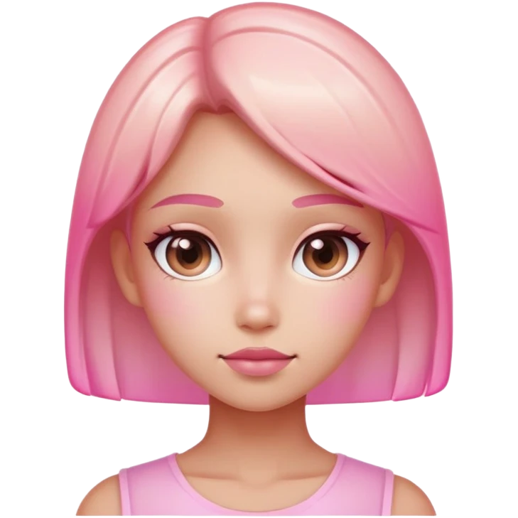 Cute minimalist female character with pink gradient glass effect, transparent background emoji