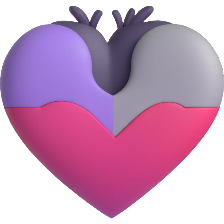 heart, half violet, half grey emoji