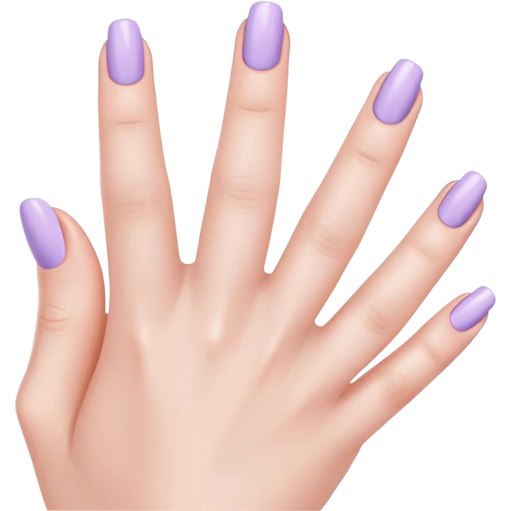 lilac pastel manicure on five fingers emoji