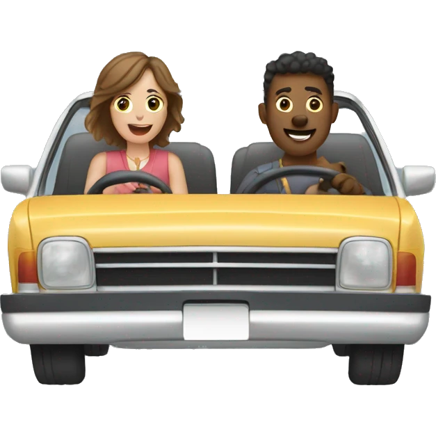 A couple driving with dogs emoji
