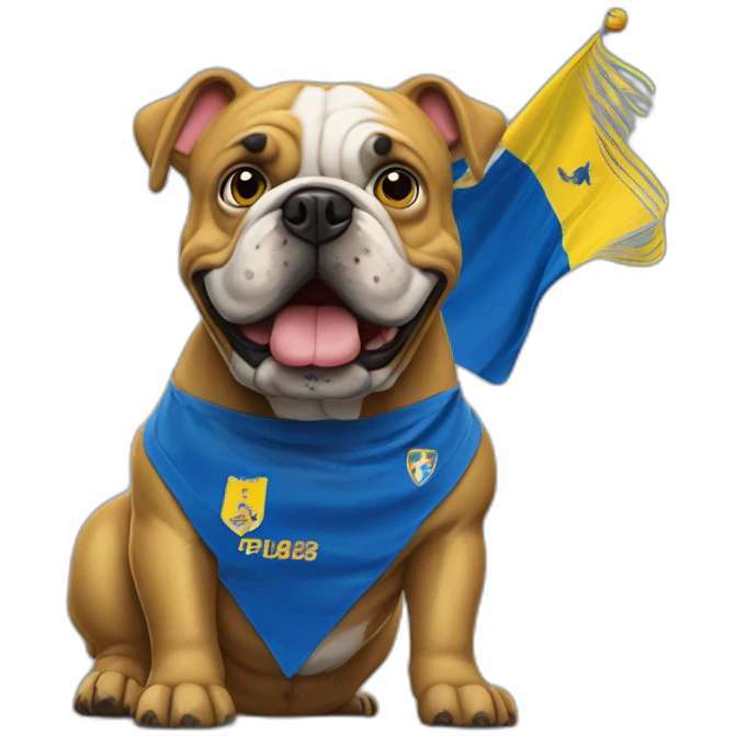 Bull dog Frances negro con bandera Ud las Palmas football emoji