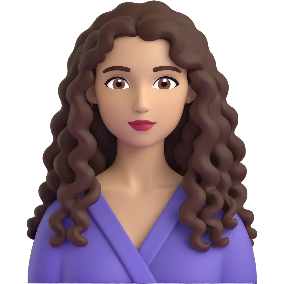 attractive Greek woman with long curly dark brown hair and light skin emoji
