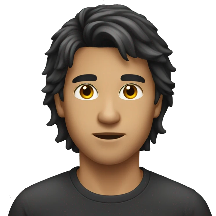 Young man with dark mullet emoji