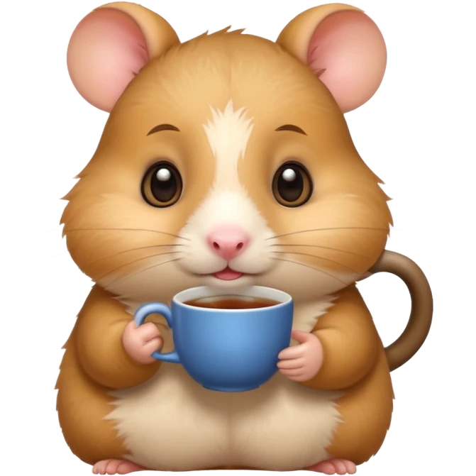 Funny hamster with a cup of tea emoji