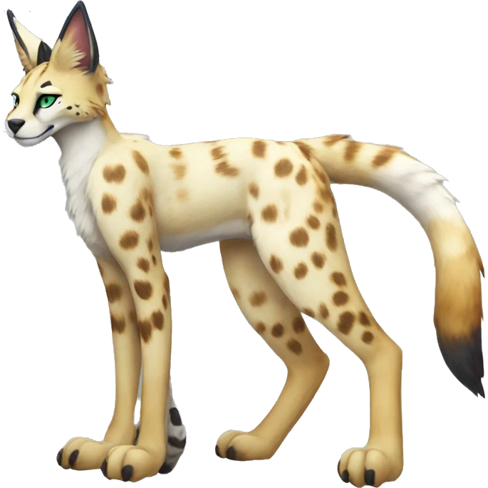 Anthro Epic Beautiful Handsome Pretty Colorful Sergal-Serval-Vernid full body emoji