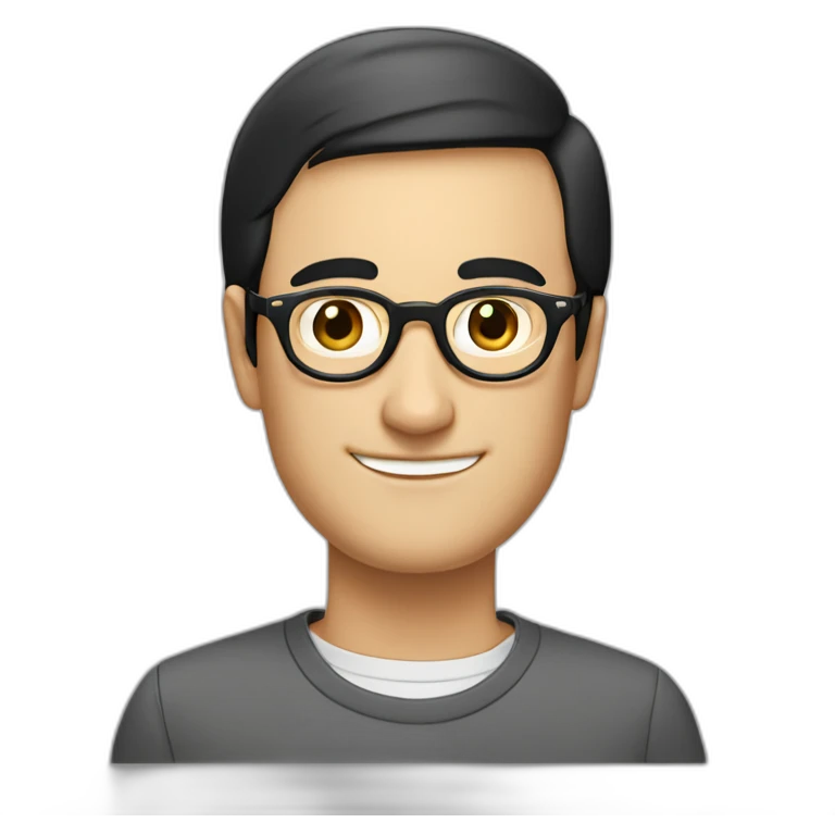 French-guy, short-black-hair, rounded-glasses, nerd, no-beard, Steve-Jobs-like emoji