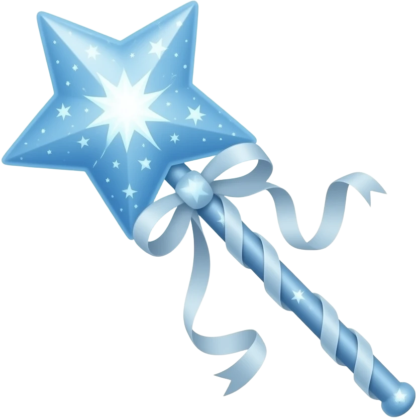 Light blue starry light blue ribboned magic wand emoji
