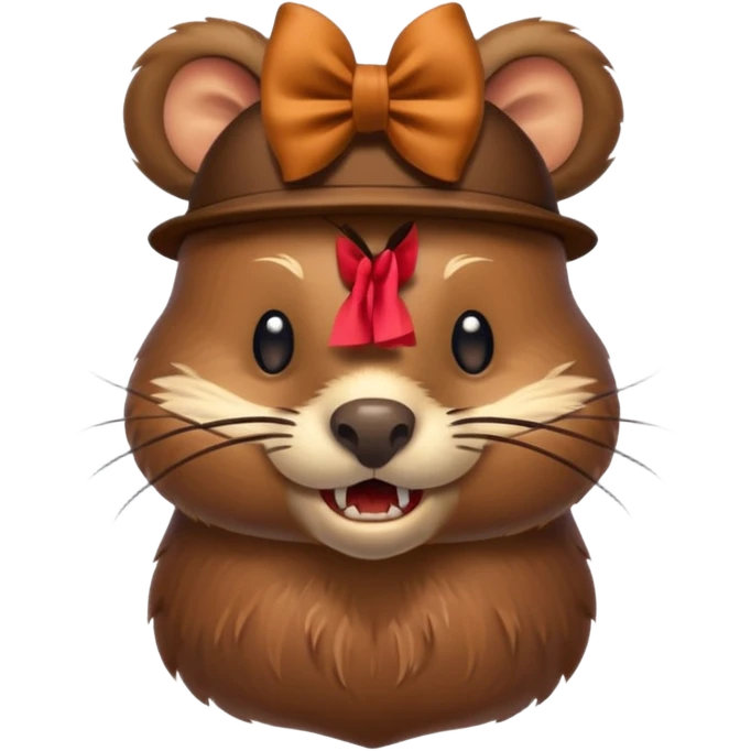 add a bow on the head of one beaver  emoji