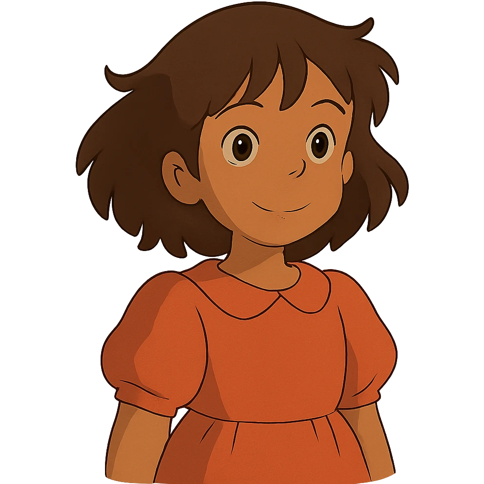 ghibli style cute brown girl emoji