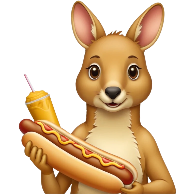 A kangaroo sucking a hotdog emoji