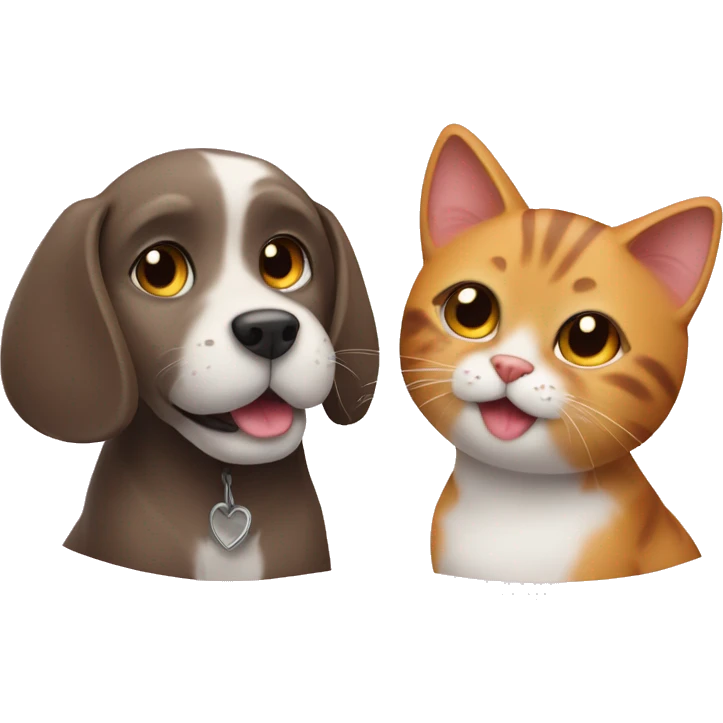 A dog and a cat are in love emoji