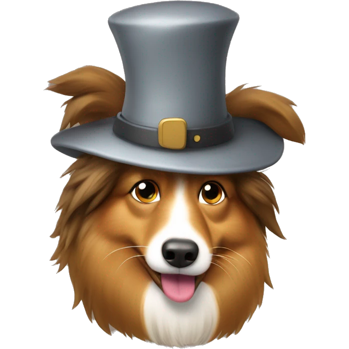 Sable Shetland sheepdog with a poop hat  emoji