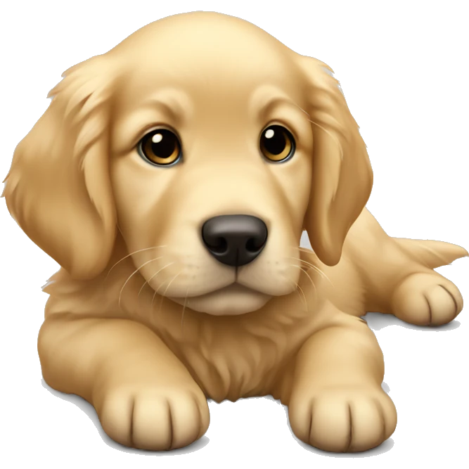 Golden retriever puppy laying emoji