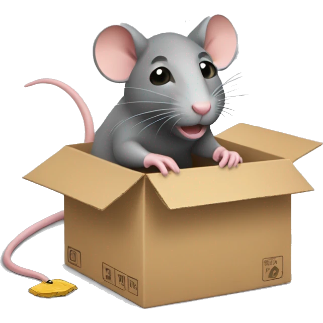 rat putting items into cardboard box emoji