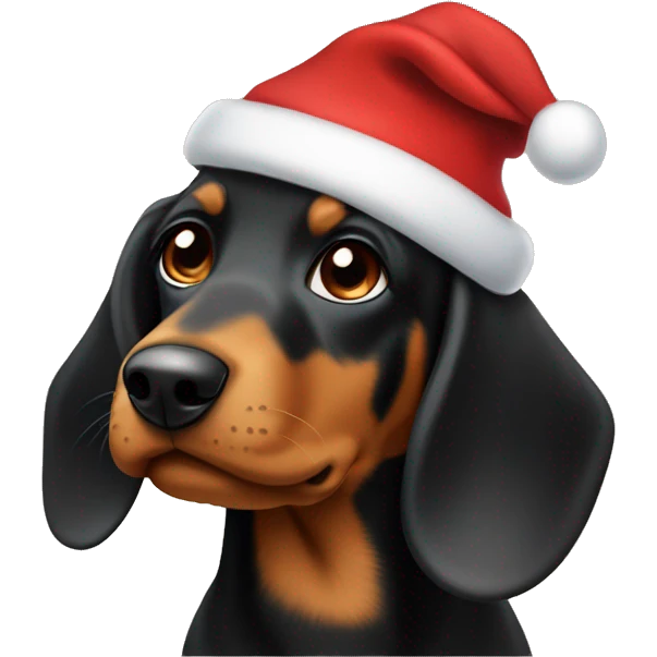 Black and Tan Dashound wearing a christmas hat  emoji