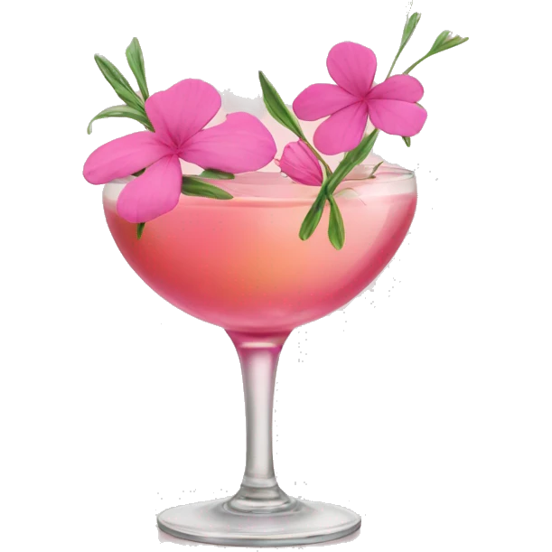 Cocktail with pink flowers emoji